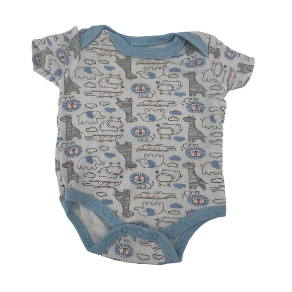 duck duck goose Blue Gray Short Sleeve Animal Print Onesie Size 3-6 Months - Picture 1 of 5